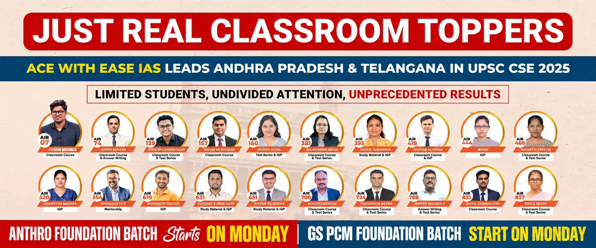 Ace With Ease IAS Academy UPSC toppers